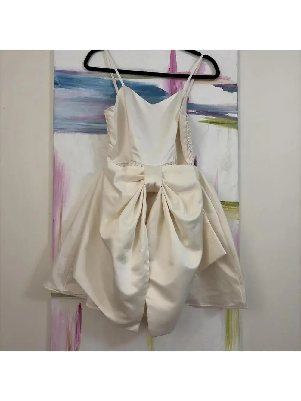 Women's Cream and White Dress - Picture 2 of 3